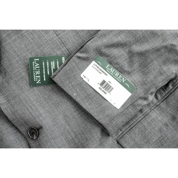 Ralph Lauren Mens UltraFlex Lattimore Classic Fit Suit Jacket Gray Size 42L New - Picture 8 of 10